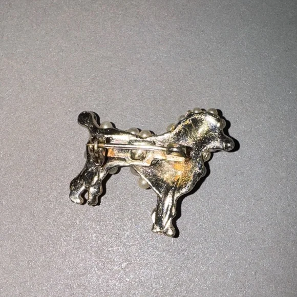 Vintage Poodle Dog Brooch Pin Set - Gold and Pink - Picture 3 of 7